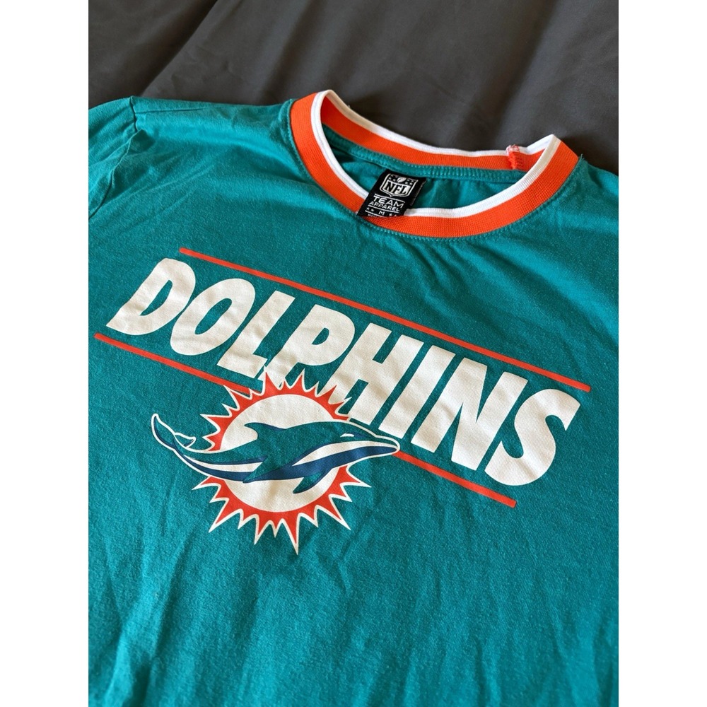 NFL Team Apparel Miami Dolphins Mens Shirt Teal Orange White Size M